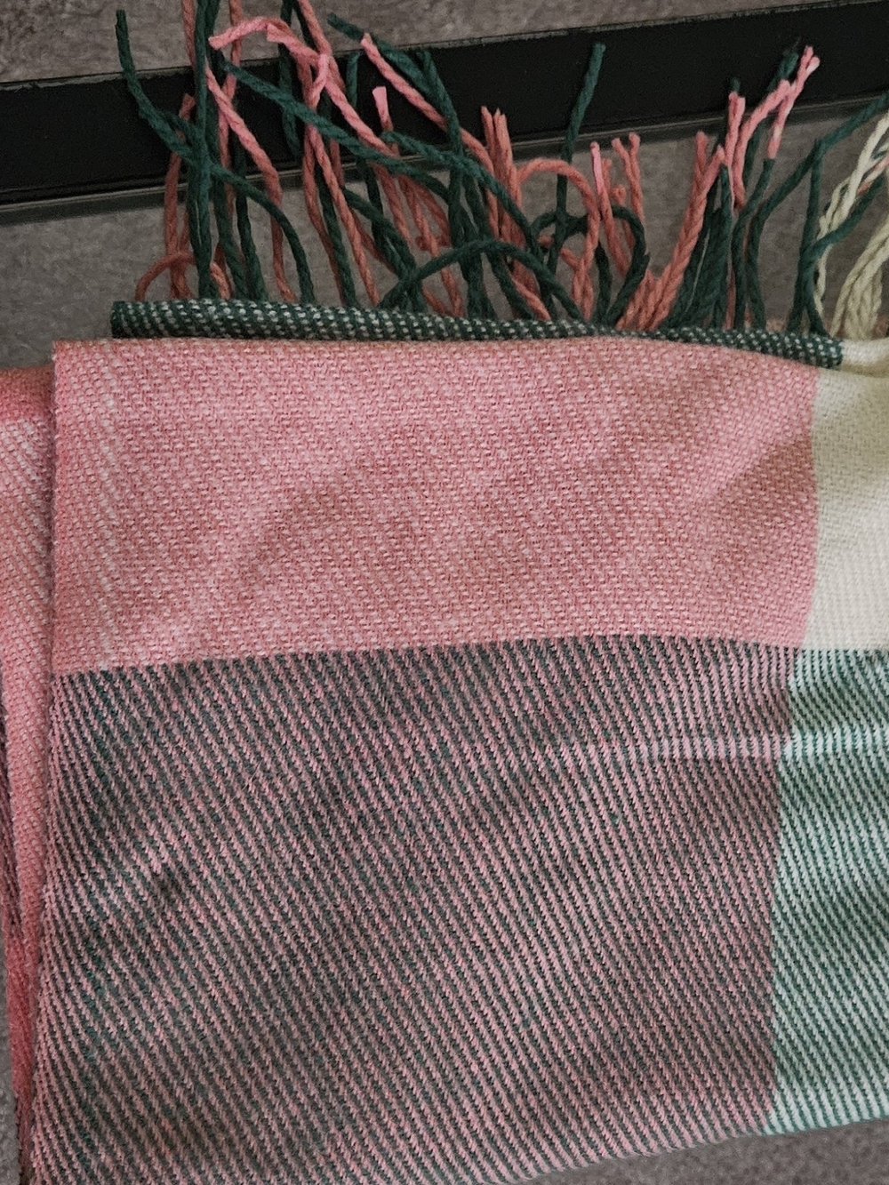 Women's Pink & Green Woven Fringe Scarf Bag Accessory